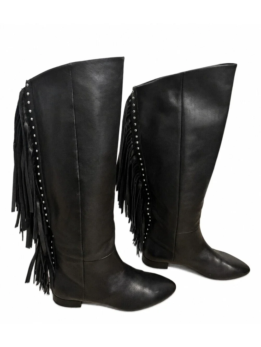 Saint Laurent 35 Dana fringe stud knee high boots leather Reposh